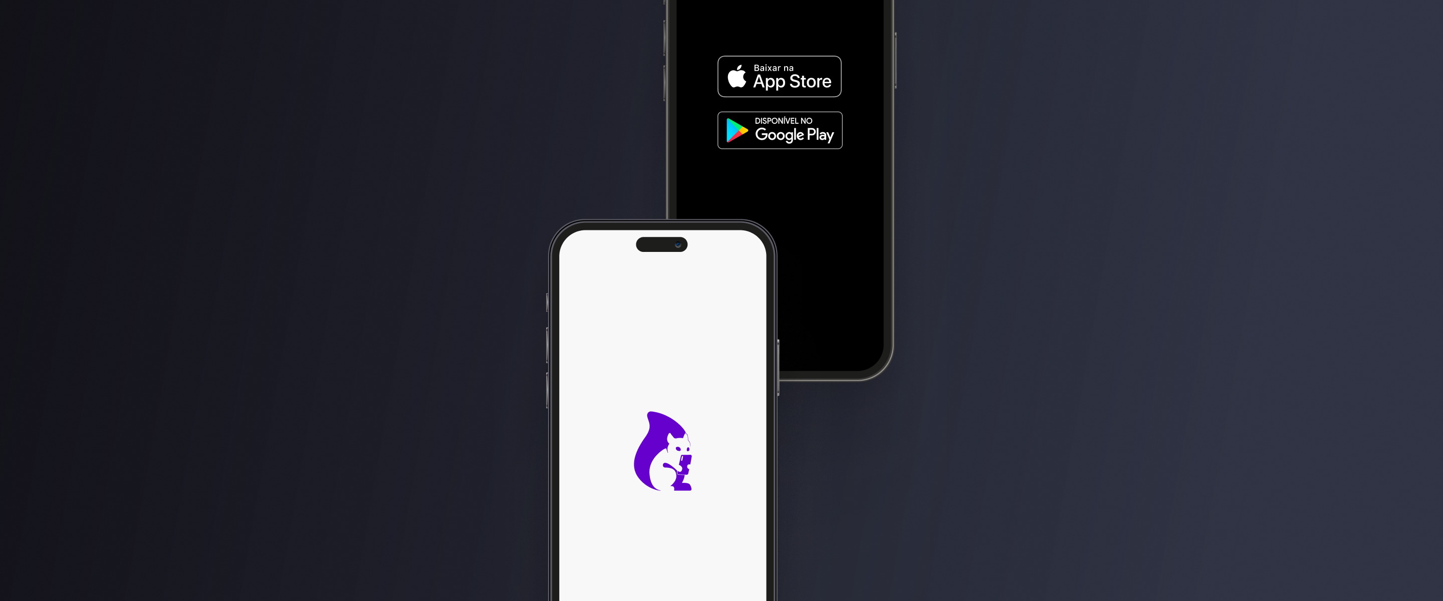 The New School app on two phones, next to the App Store and Google Play badges