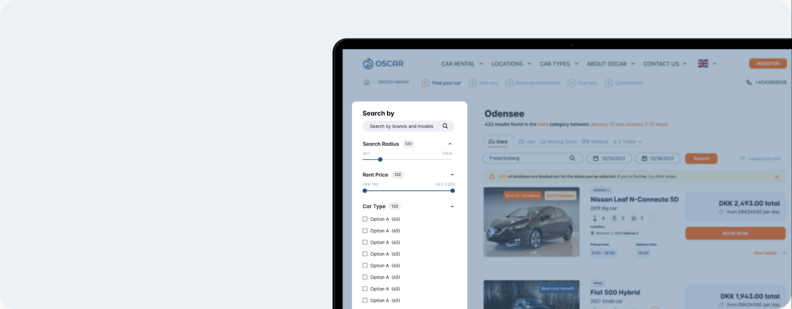 The redesigned search page with filters and results