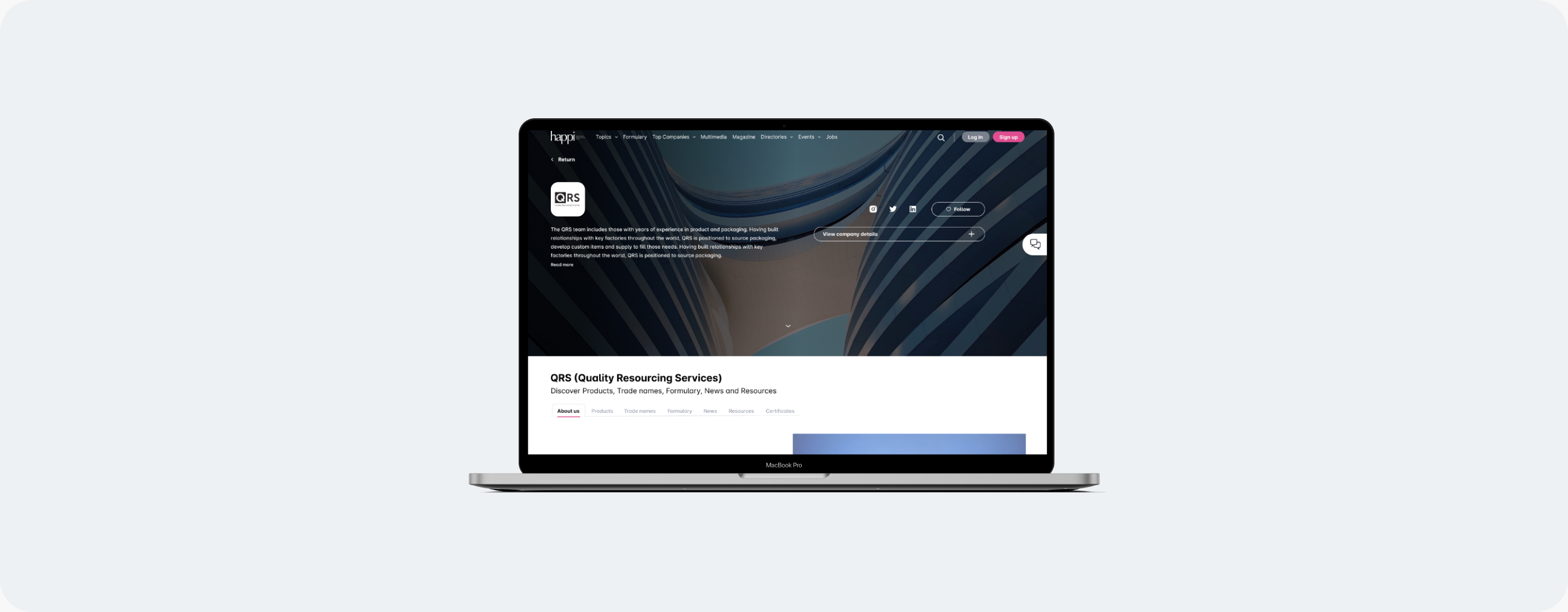 A company Microsite on a laptop